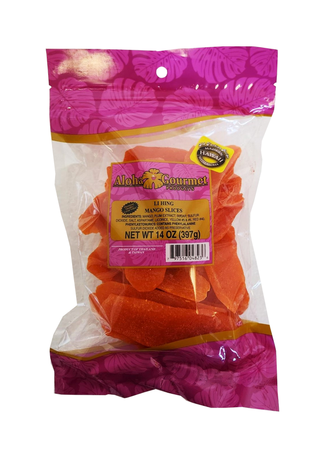 Aloha Gourmet Li Hing Mango Slices 14oz. (NOT FOR SALE TO CALIFORNIA)