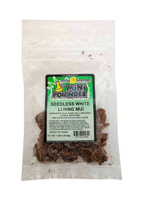 Aloha Gourmet Da Mini Pounder Seedless White Li Hing Mui 2oz (NOT FOR SALE TO CALIFORNIA)