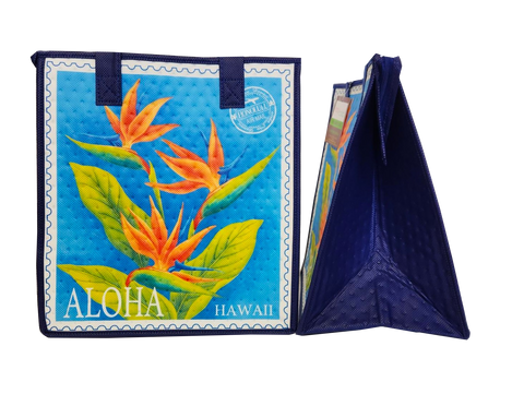 Tropical Paper Garden Hawaiian Hot/Cold Reusable Medium Bag - ALOHA SEAL BLUE MED