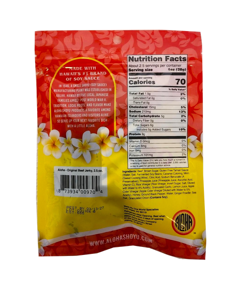 Aloha Shoyu Beef Jerky 2.5oz  - Original