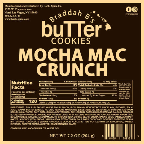 Braddah B's Butter Cookies - Mocha Mac Crunch 7.2 oz.