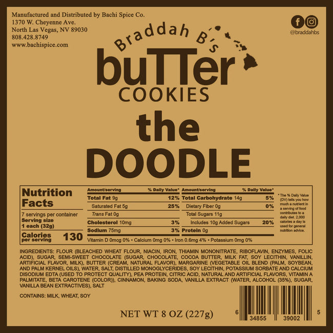 Braddah B's Butter Cookies - The Doodle 8oz.