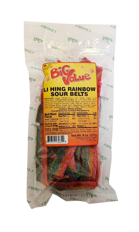 Enjoy Big Value Li Hing Rainbow Sour Belts 8 oz