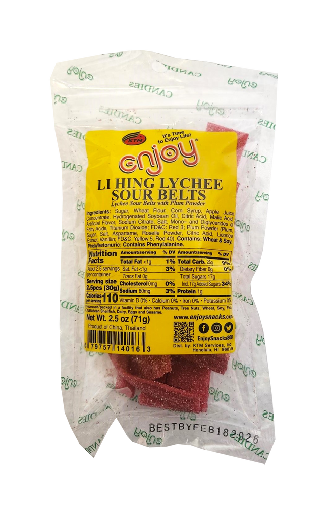 Enjoy Li Hing Lychee Sour Belts 2.5oz
