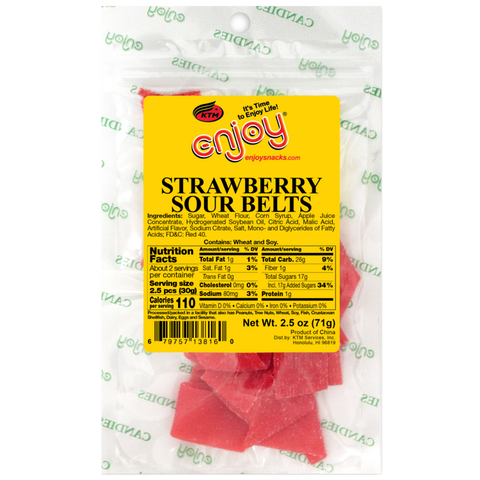 Enjoy Strawberry Sour Belts 2.5oz