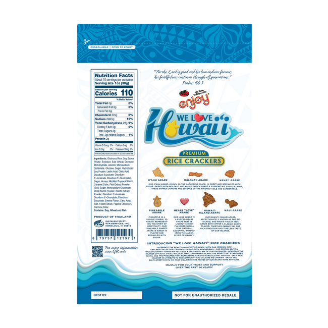 Enjoy We Love Hawaii Arare Mix Premium Rice Crackers 10oz