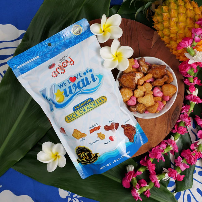 Enjoy We Love Hawaii Arare Mix Premium Rice Crackers 10oz