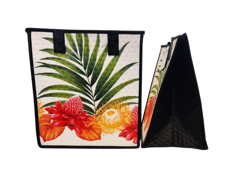 Tropical Paper Garden Hawaiian Hot/Cold Reusable Medium Bag - FLOUNCE CREAM