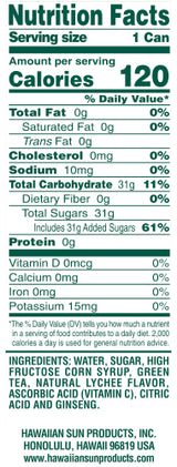 Hawaiian Sun Drink - Green Tea With Lychee 11.5oz (Pack of 6)  **Limit of 8-6 Packs per purchase transaction**