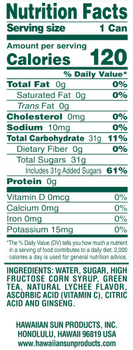 Hawaiian Sun Drink - Green Tea With Lychee 11.5oz (Pack of 6)  **Limit of 8-6 Packs per purchase transaction**