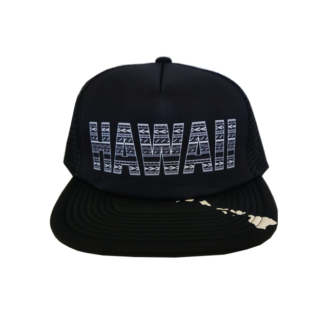 Hawaiian Headwear Tribal Hawaii Foam Trucker Hat - Black