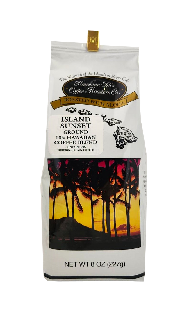Hawaiian Isles Coffee Roasters Co. Island Sunset Ground 10% Hawaiian Coffee Blend 8oz