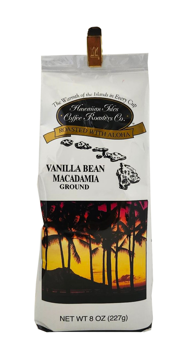 Hawaiian Isles Coffee Roasters Co. Vanilla Bean Macadamia Ground Coffee 8oz.