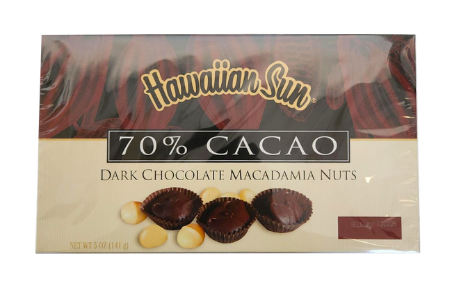 Hawaiian Sun 70% Cacao Dark Chocolate Covered Macadamia Nuts 5oz