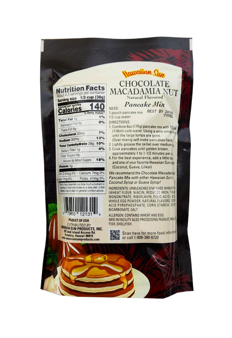 Hawaiian Sun Pancake Mix - Chocolate Macadamia Nut 6oz