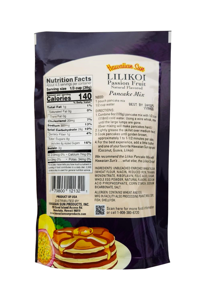 Hawaiian Sun Pancake Mix - Lilikoi Passion Fruit 6oz
