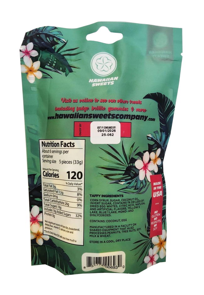 Hawaiian Sweets Salt Water Taffy - Pineapple 7oz