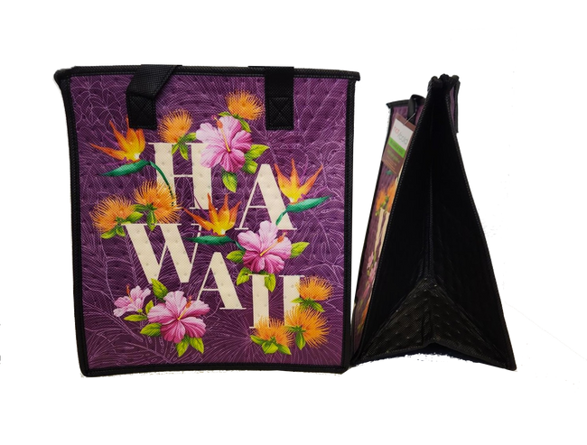Tropical Paper Garden Hawaiian Hot/Cold Reusable Medium Bag - HAWAII BLOOMIN PURPLE MED