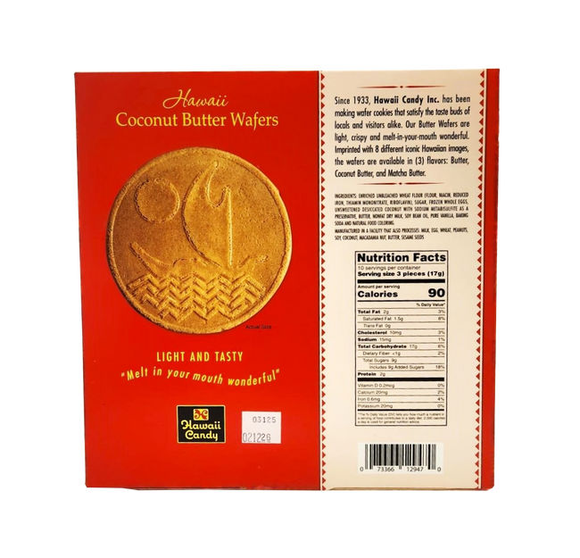 Hawaii Candy Hawaii Coconut Butter Wafers Gift Box 6oz