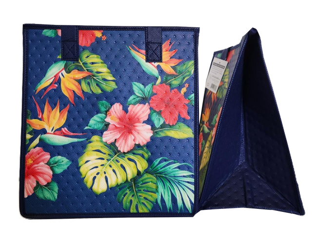Tropical Paper Garden Hawaiian Hot/Cold Reusable Medium Bag - HEIRBLOOM NAVY MED
