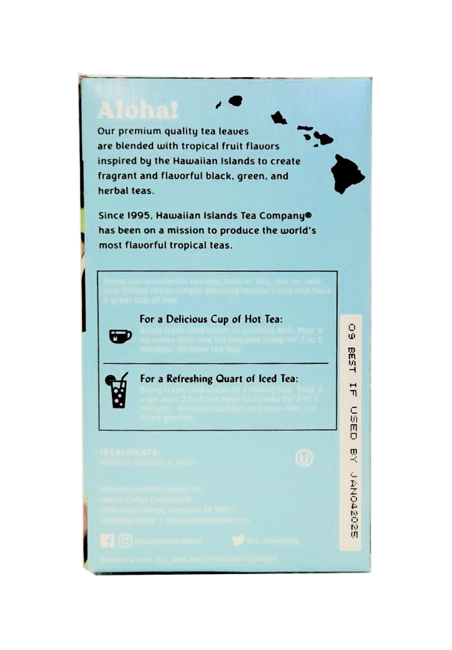 Hawaiian Islands Tea Co. Coconut Macadamia Herbal Tea 20CT/EA 1.41oz