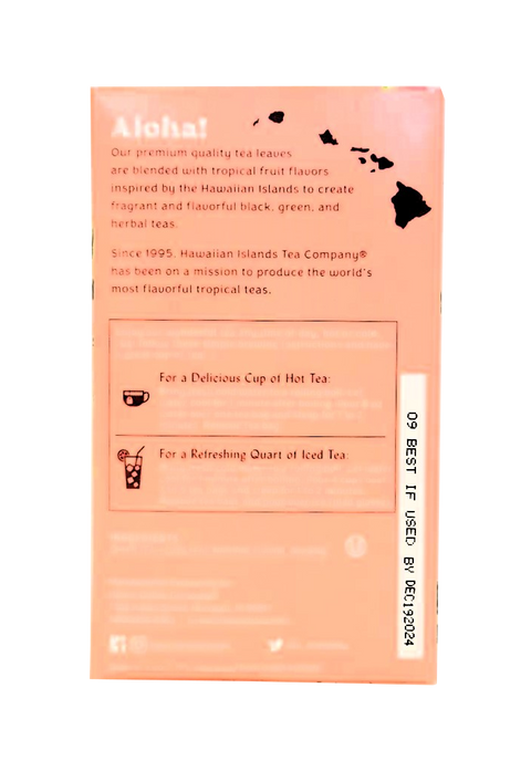 Hawaiian Islands Tea Co. Guava Gingseng Tropical Flavored Green Tea 20CT/EA 1.41oz