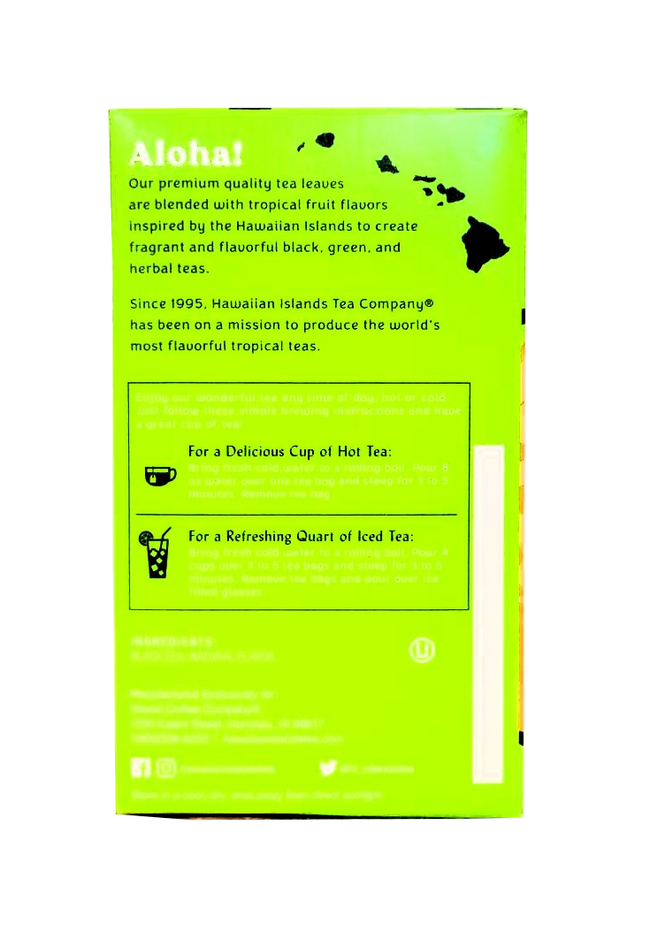 Hawaiian Islands Tea Co. Pineapple Waikiki Tropical Flavored Black Tea 20CT/EA 1.41oz