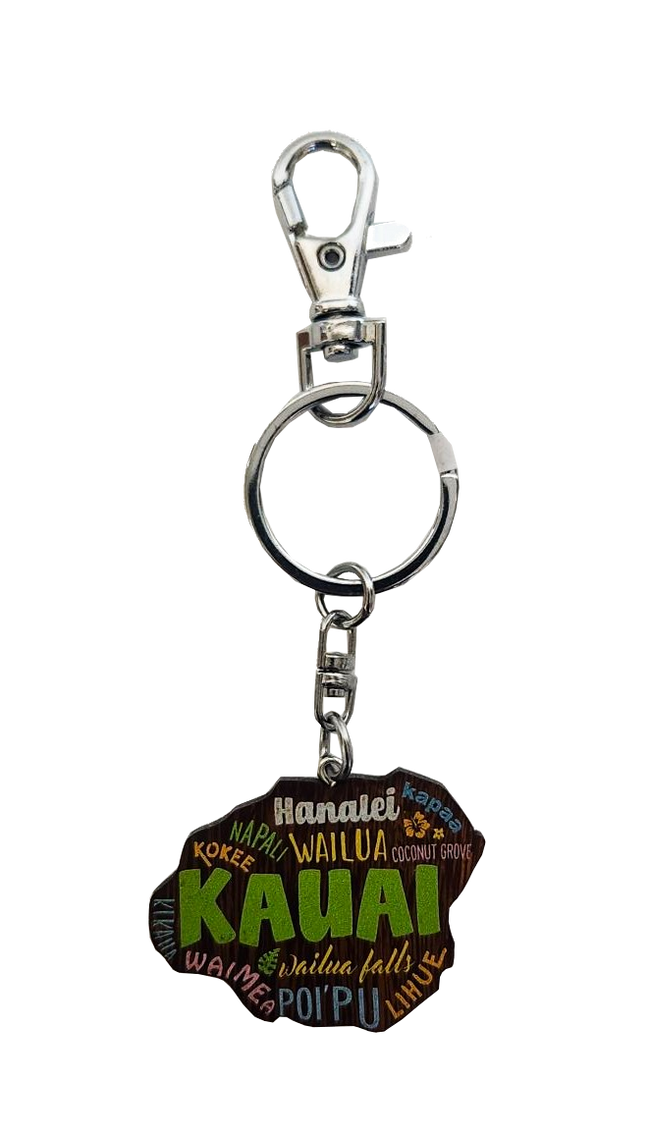 Keychain - Painted Island Wood Kauai