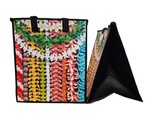 Tropical Paper Garden Hawaiian Hot/Cold Insulated Large Bag - LEI-SURELY BLACK LRG