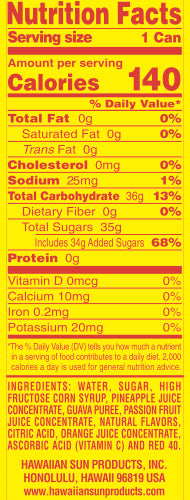 Hawaiian Sun Drink - Luau Punch (24 Pack)  **Limit 2 cases per purchase transaction**