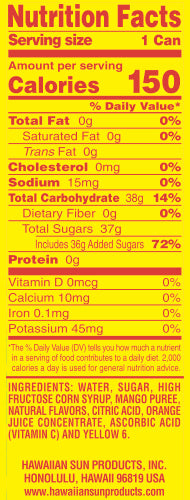 Hawaiian Sun Drink - Mango Orange 11.5oz (Pack of 6)  **Limit of 8-6 Packs per purchase transaction**