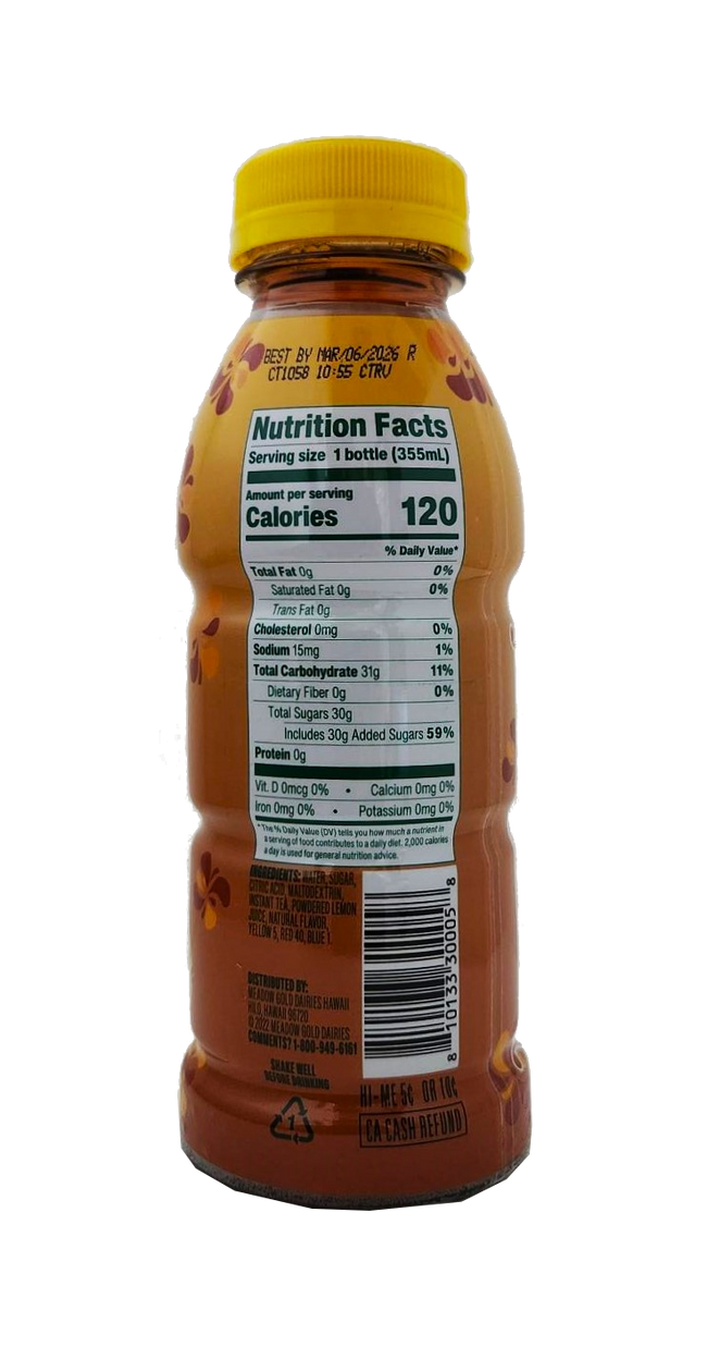 Meadow Gold Haleakala Dairy Lemon Flavored Sweetened Iced Tea Drink 12oz.