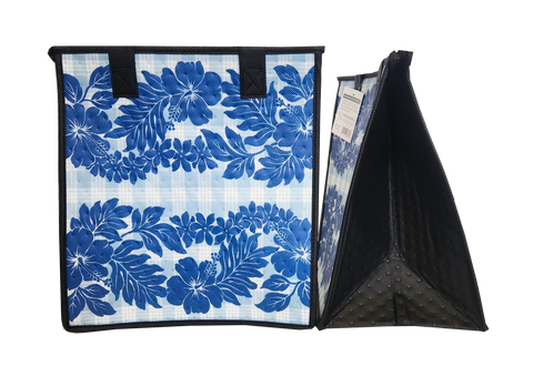 Tropical Paper Garden Hawaiian Hot/Cold Reusable Medium Bag - OWENA PALAKA BLUE MED