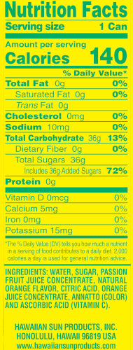 Hawaiian Sun Drink - Passion Orange (24 Pack)  **Limit 2 cases per purchase transaction**