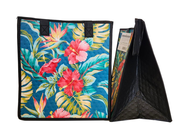 Tropical Paper Garden Hawaiian Hot/Cold Reusable Medium Bag - POTPOURRI TEAL MED