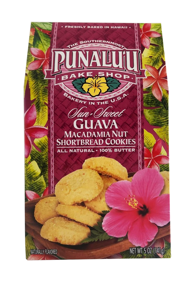 Punalu'u Bake Shop Cookies - Guava Macadamia Nut Shortbread Cookies 5 oz