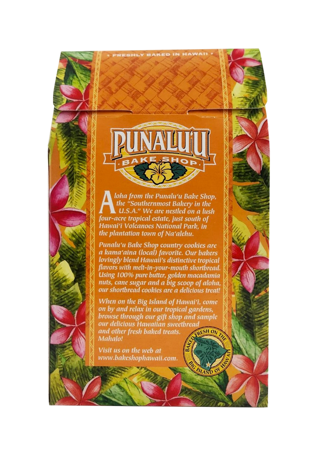 Punalu'u Bake Shop Cookies - Lilikoi Macadamia Nut Shortbread Cookies 5oz.