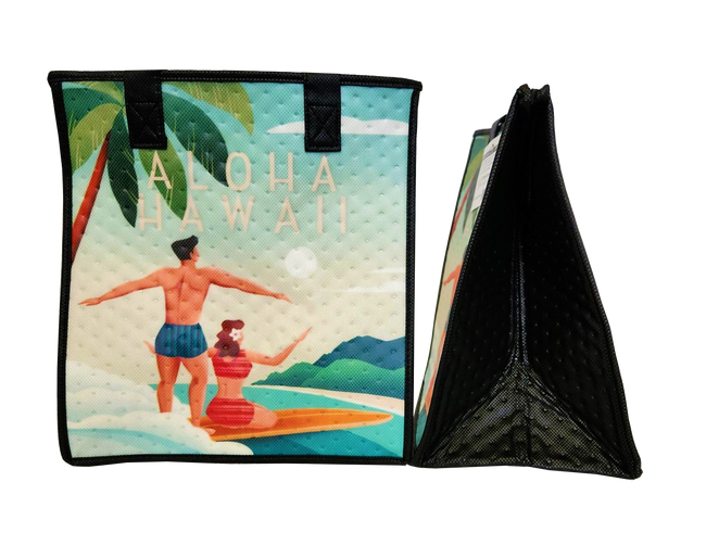 Tropical Paper Garden Hawaiian Hot/Cold Reusable Medium Bag - REMINISCE AQUA