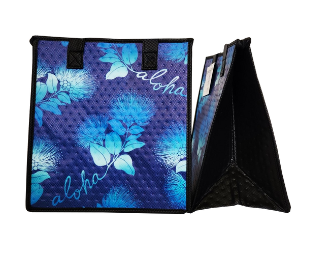 Tropical Paper Garden Hawaiian Hot/Cold Reusable Medium Bag - SPROUT NAVY