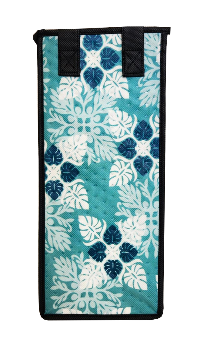 Tropical Paper Garden Reusable Hot/Cold Single Wine Bag- MISTY SEAFOAM