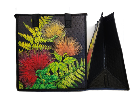 Tropical Paper Garden Hawaiian Hot/Cold Reusable Medium Bag - THREEFOLD BLACK MED