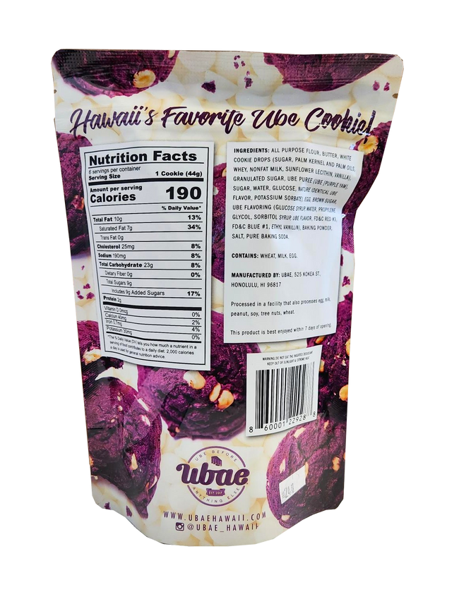 Ubae Ube White Chocolate Chip Cookie 7.6oz.
