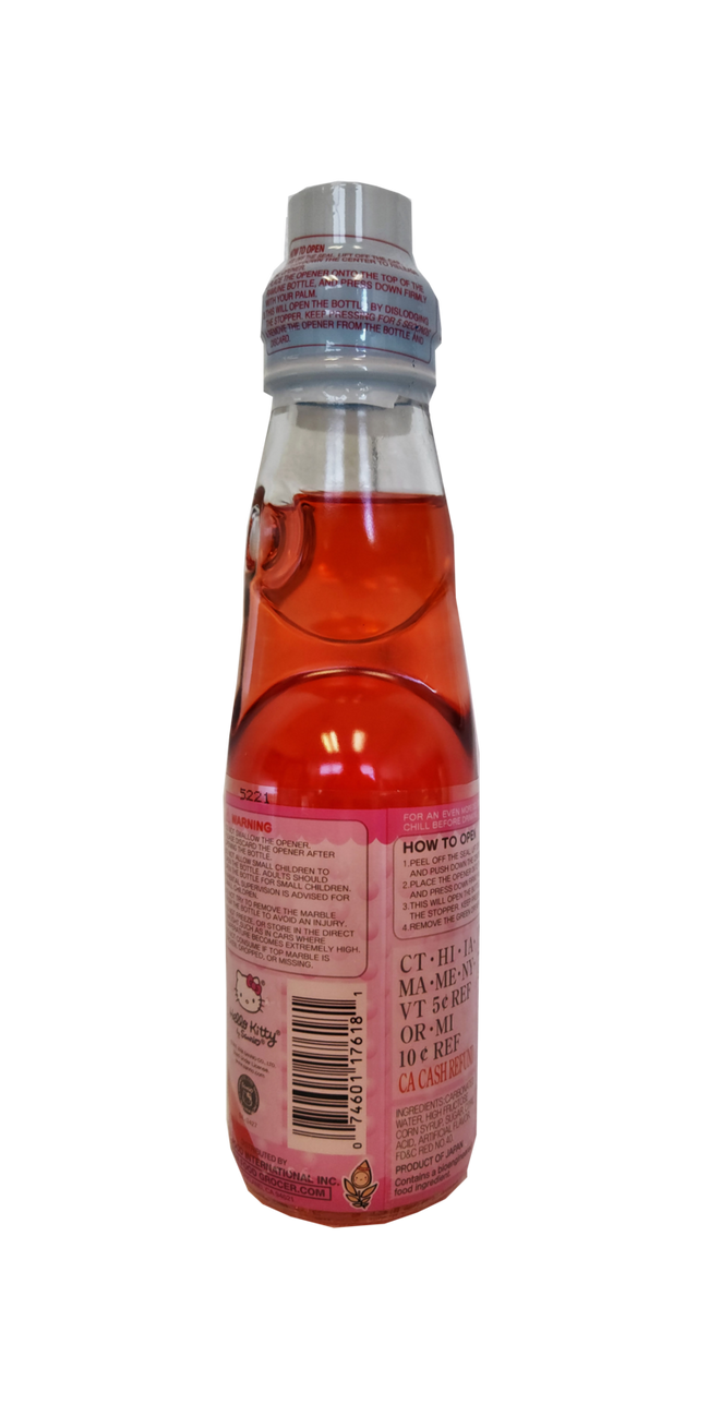 Hello Kitty Ramune Soda Drink - Strawberry 6.6 oz.