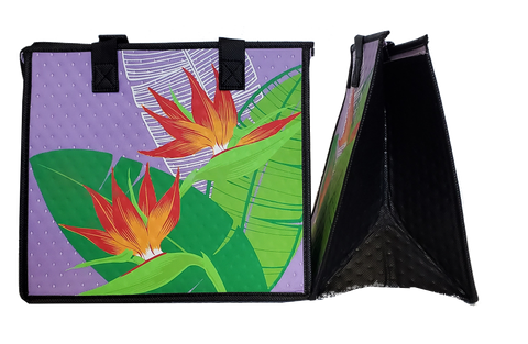 Tropical Paper Garden Hawaiian Hot/Cold Reusable Medium Tote Bag - DIAMOND HEAD LAV TOTE