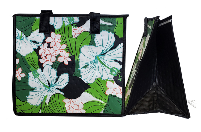 Tropical Paper Garden Hawaiian Hot/Cold Reusable Medium Tote Bag - HAU GREEN TOTE