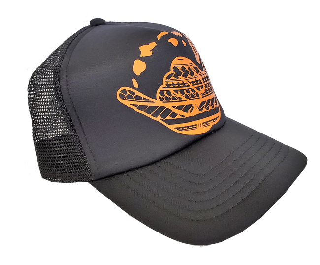Hawaiian Headwear Tribal Shaka & Hawaiian Islands Foam Trucker Hat - Orange