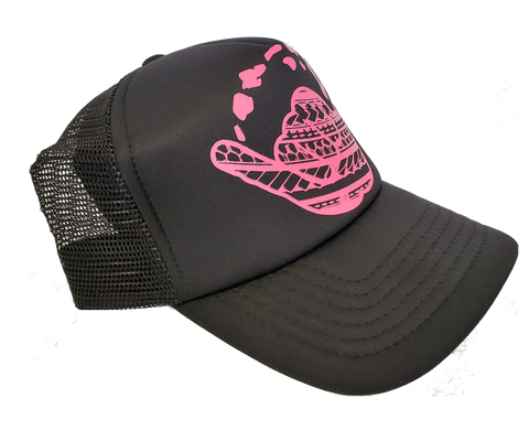 Hawaiian Headwear Tribal Shaka & Hawaiian Islands Foam Trucker Hat - Pink