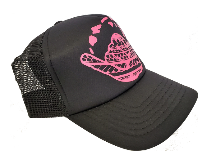 Hawaiian Headwear Tribal Shaka & Hawaiian Islands Foam Trucker Hat - Pink