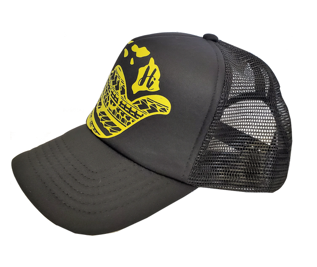 Hawaiian Headwear Tribal Shaka & Hawaiian Islands Foam Trucker Hat - Yellow