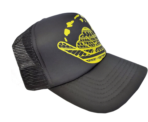 Hawaiian Headwear Tribal Shaka & Hawaiian Islands Foam Trucker Hat - Yellow